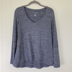 American Eagle Outfitters Navy Space Dye Soft & Sexy Plush Long Sleeve Tee M